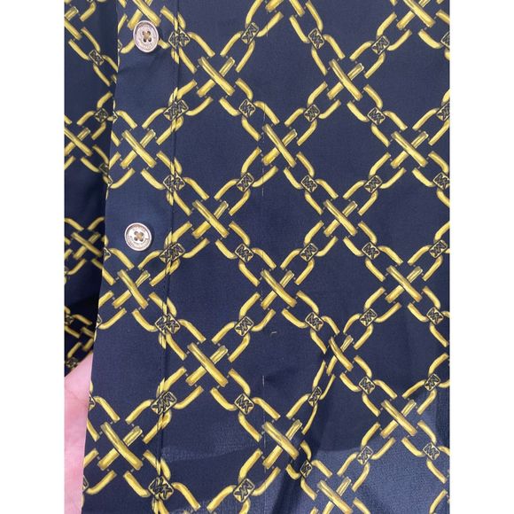 Michael by Michael Kors Women's Black and Gold Chain print Blouse Shirt Sz 6 - Picture 9 of 11